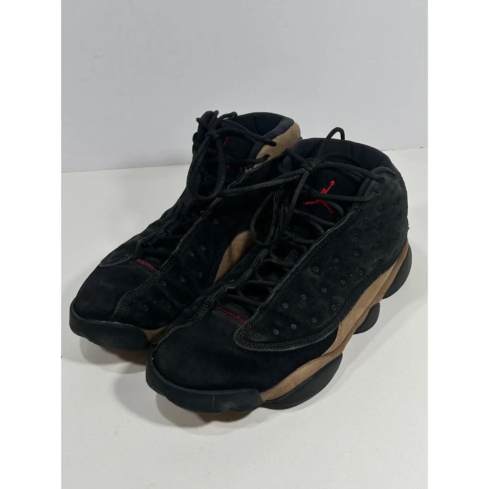 Jordan 13 Retro Olive Black Suede Red Mens Basketball Shoes 414571-006